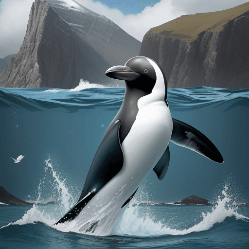 AI generated: Make a real image about the Hector's dolphin, a rare species found in the waters around New Zealand,...