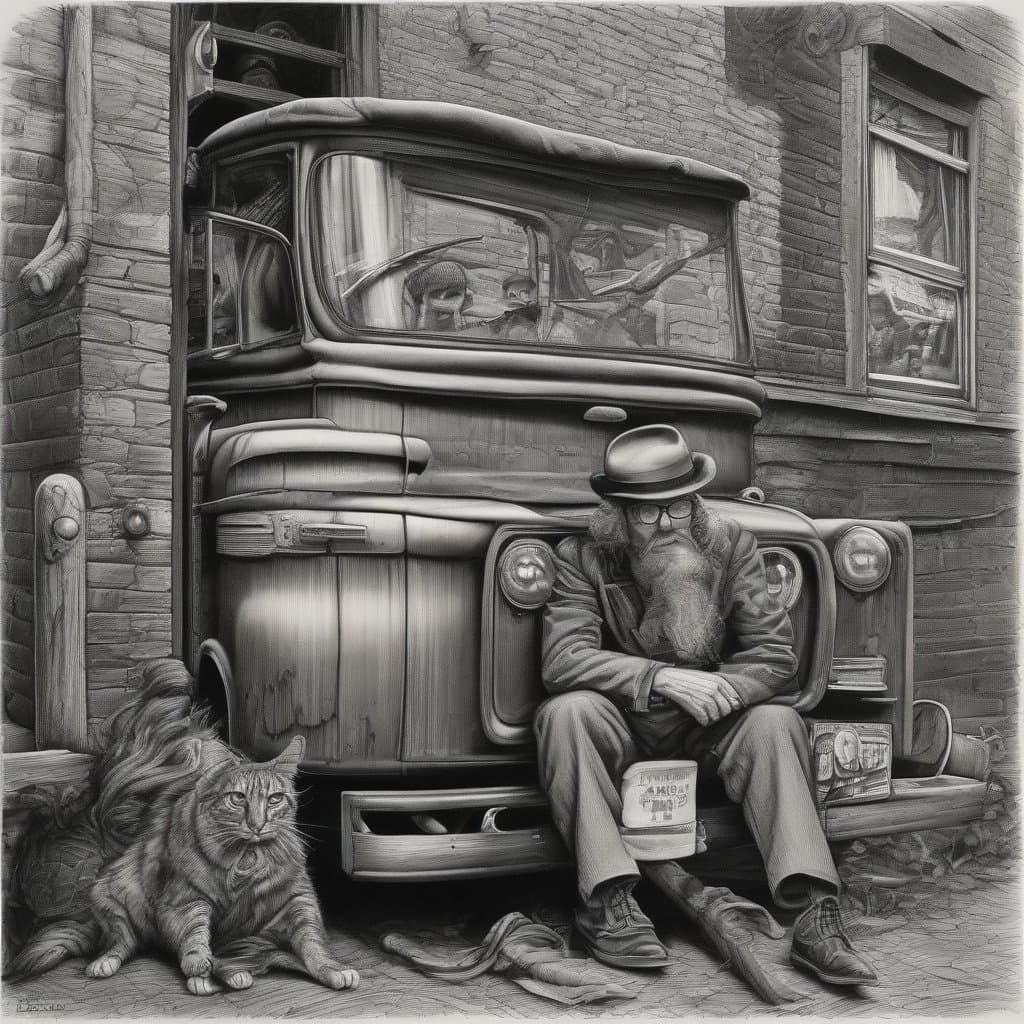 AI generated: I'm just as freaked out as you are! fantastic realism in the style of Robert Crumb