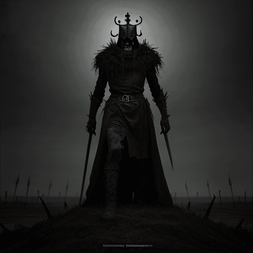 AI generated: The king of death on the battlefield awaits the souls