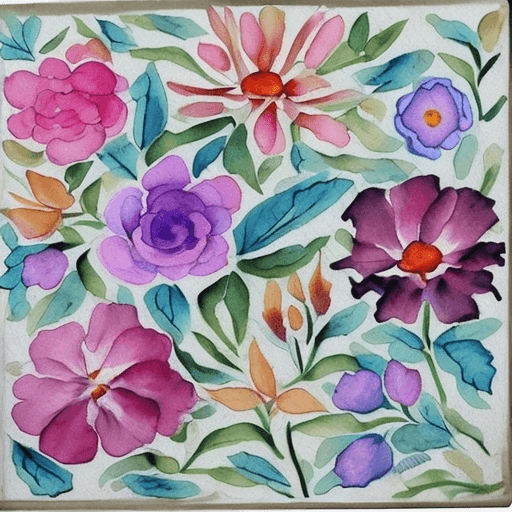 AI generated: beautiful detailed hand painted watercolor flowers patern--tile