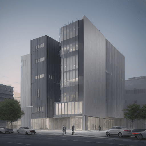 AI generated: Create an imaginative and realistic digital rendering of a modern building design that seamlessly in...