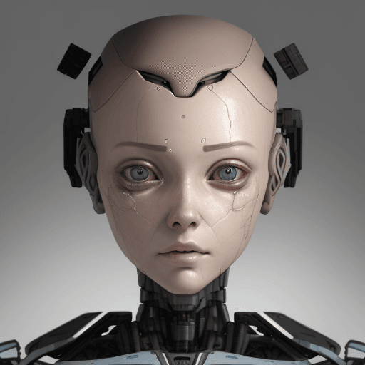 AI generated: The cracked face of a humanoid female robot with lots of detail and a beautiful face

