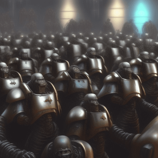 AI generated: Warhammer 40000 futuristic techno christ disciples, living, photorealistic