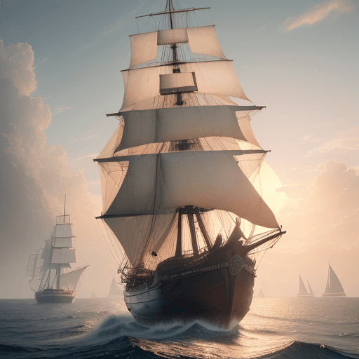 AI generated: Photo of a ultra realistic sailing ship, dramatic light, pale sunrise, cinematic lighting, battered,...
