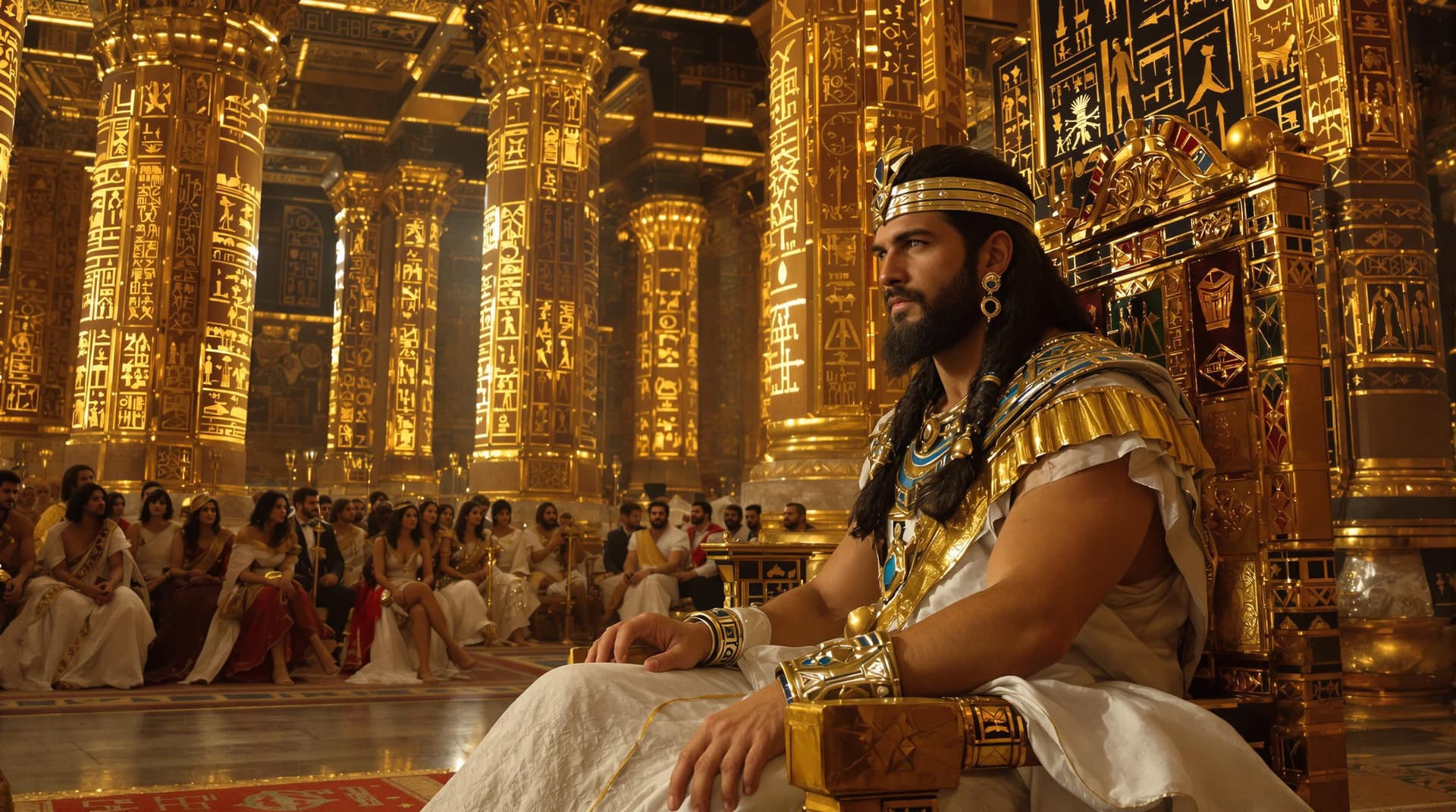 AI generated: Royal wedding in ancient Egypt (year 800 BC)
In the middle of the grand hall of an ancient Egyptian ...