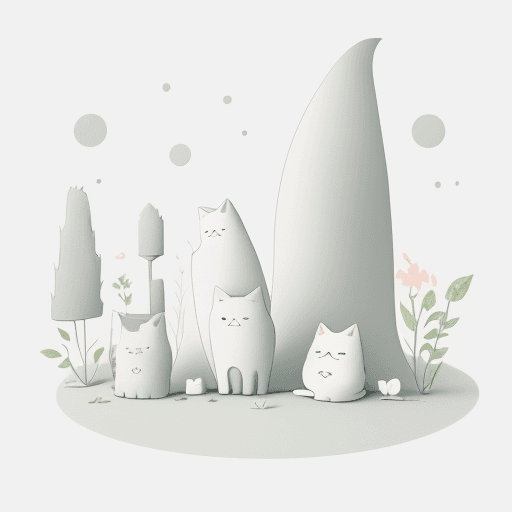 AI generated: A cute [ cat ] clipart, organic forms, in the style of Jon Klassen, desaturated light and airy paste...