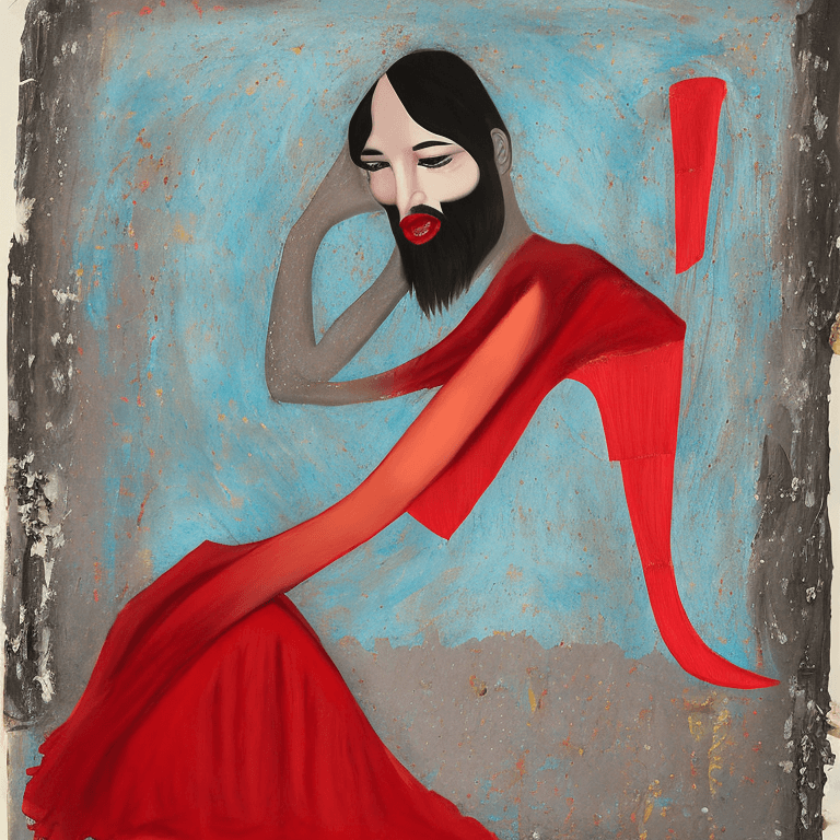 AI generated: Create a captivating masterpiece that celebrates the unique essence of a bearded woman. This artwork...