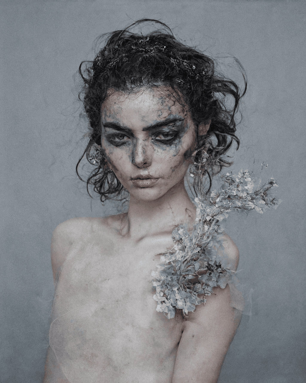 AI generated: All is full of love Bjork robot video ghost in the shell , Haute Couture Vogue Fashion editorial , f...