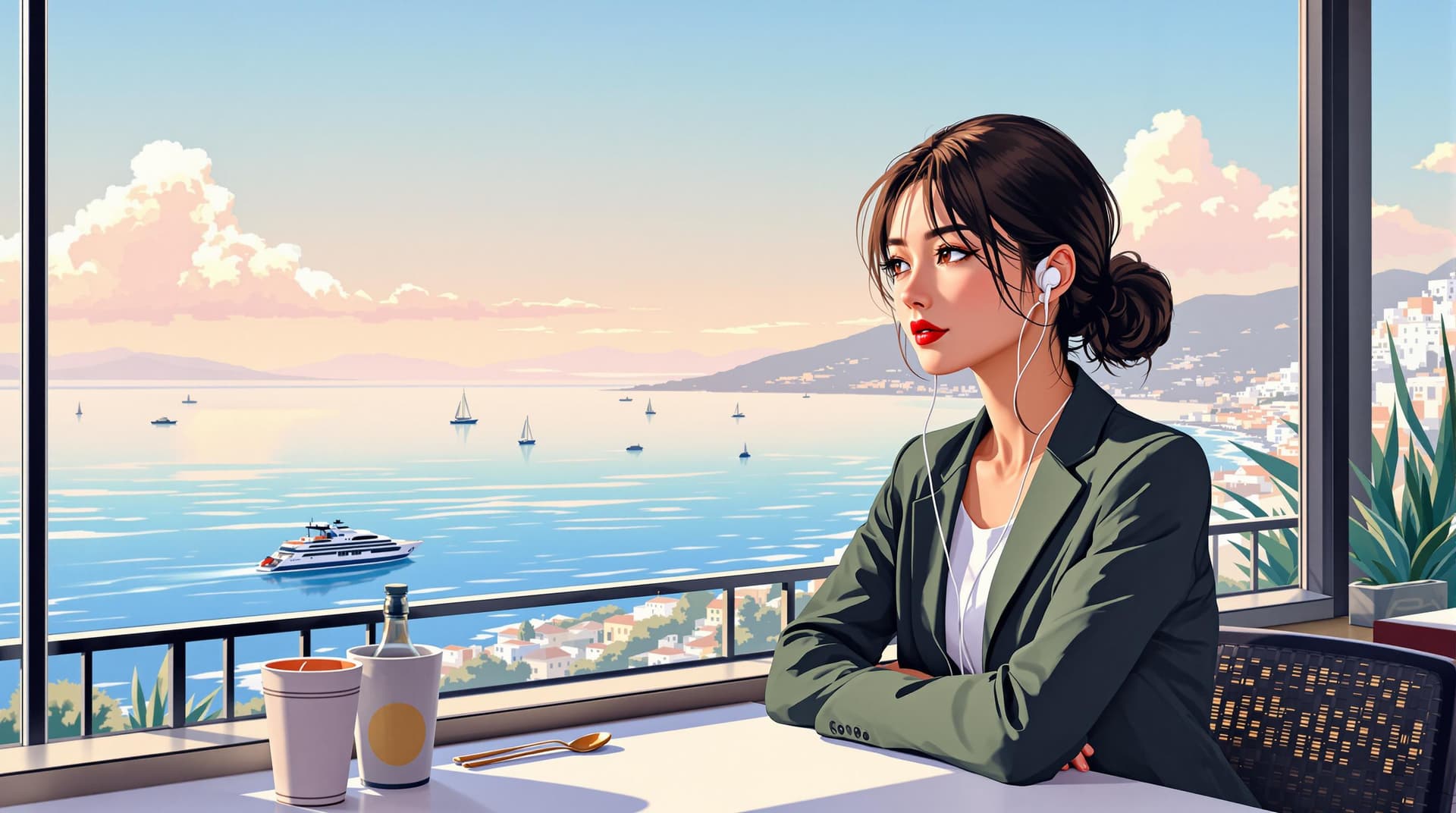 AI generated: A minimalist and clean photography style, detailed shojo manga-style illustration of a smart-looking...