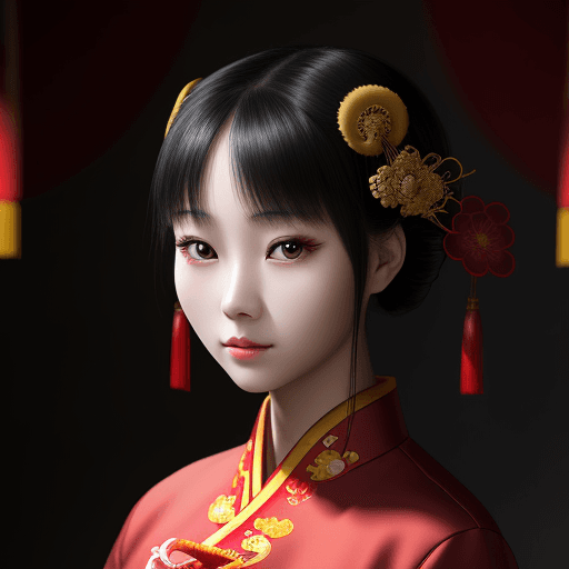 AI generated: 8K, , (portrait shot), sharp focus, soft lighting, young chinese woman,  chinese traditional dress, ...