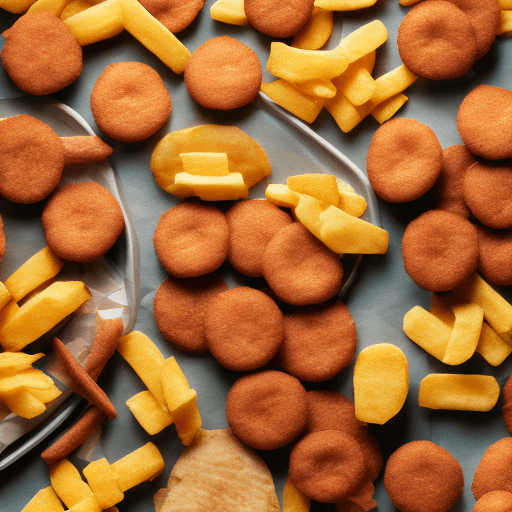 AI generated: perfect fried snacks knolling :: Wes Anderson color palette, studio lighting, low contrast, 8k --q 2...