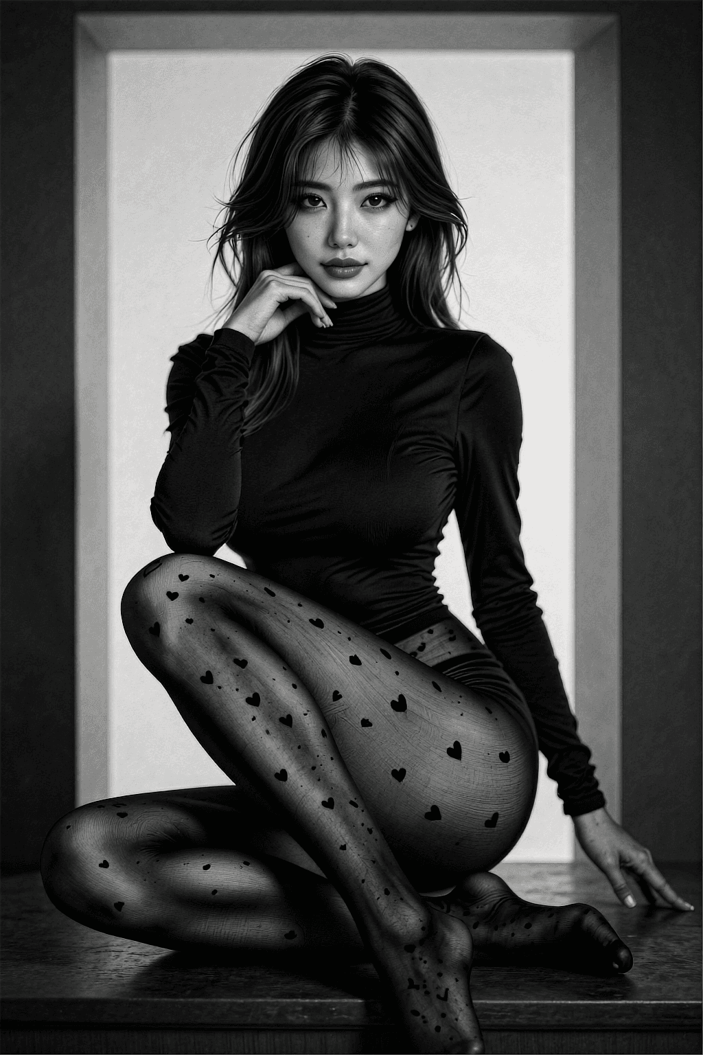 AI generated: Character: A beautiful East Asian woman with long, dark, wavy hair cascading down her back and shoul...