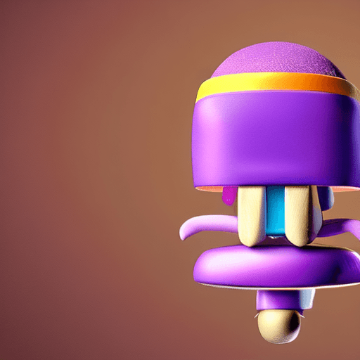 AI generated: cute popsicle character from mobile game, hyper realistic, octane render, 5k, toon, purple