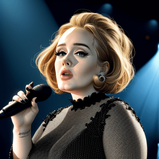 AI generated: adele in bob hair stile in concert 