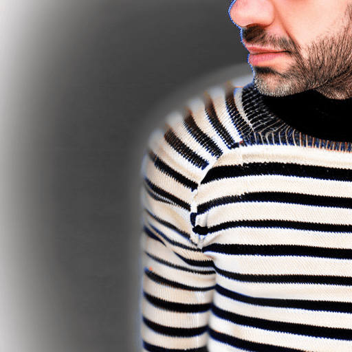 AI generated: Thinking man in a striped turtleneck