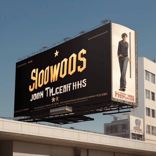 AI generated: A photorealistic billboard that mimics the Hollywood signboard with the text “JONASHOOTS.”