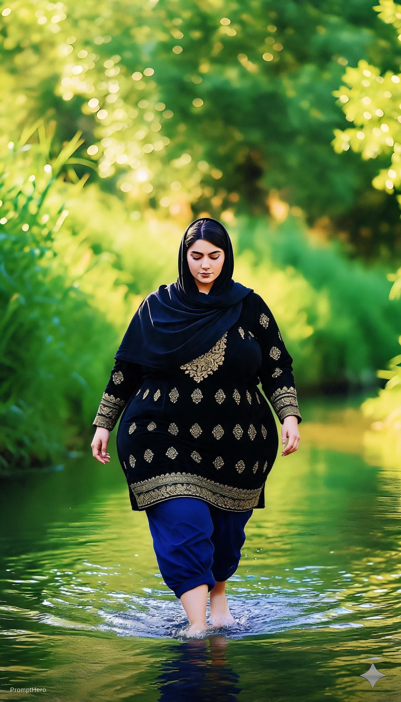 AI generated: The beautiful curvy pakistani big breast women wearing a  blouse.