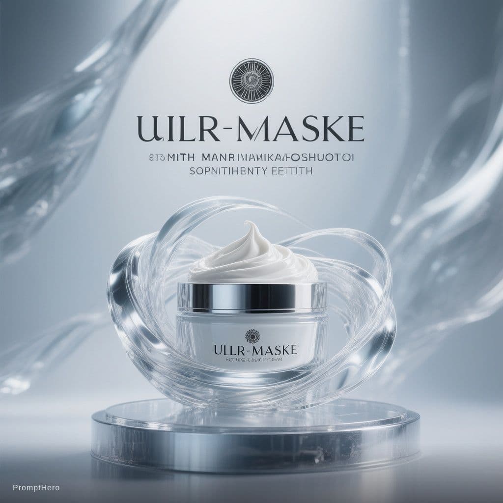AI generated: Premium advertising banner for a hair mask jar, single centered hero product, ultra-minimalist compo...