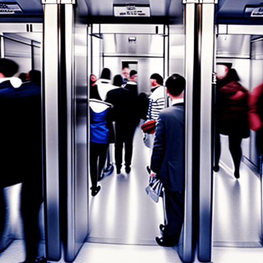 AI generated: inside a lift full of people