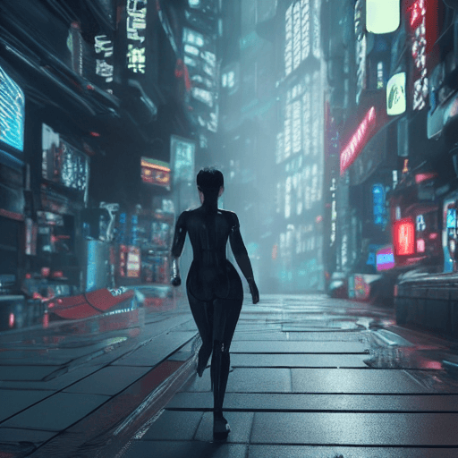 AI generated: girl, blade runner ghost in the shell, cyberpunk, anime, ultra realistic, cinematic and volumetric l...