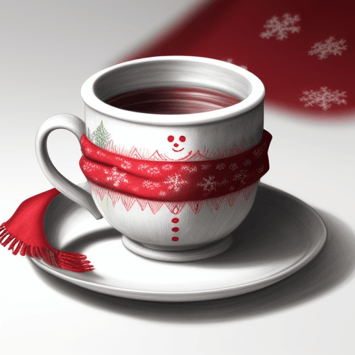 AI generated: detailed drawing cup with christmas scarf