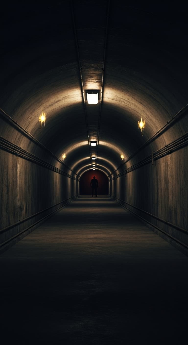 AI generated: the predominant feeling conveyed is one of desolation and ominousness. The long, empty tunnel create...