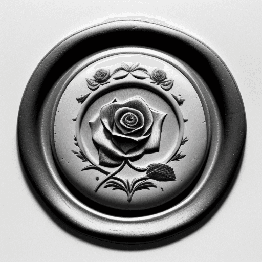 AI generated: wax seal with a rose, isolated on white, in the style of brian mashburn, jean-andré rixens, marjane ...