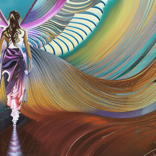 AI generated: Oil painting, Full body shot, person walking in an astral realm, magical background, crepescule, Bea...