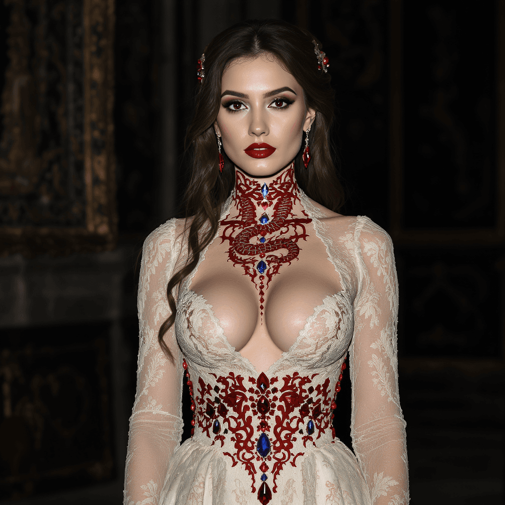 AI generated: A noble woman from the Middle Ages of England, elegantly dressed in a luxurious shear gown, made of ...