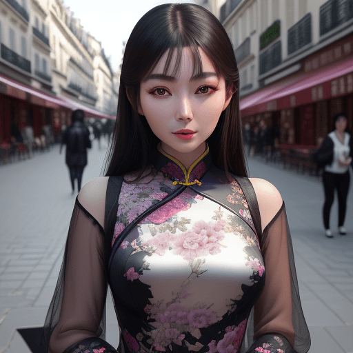 AI generated: ultra-realistic photo of a beautiful Chinese woman, shot on a Sony a7III, on the street in Paris, In...