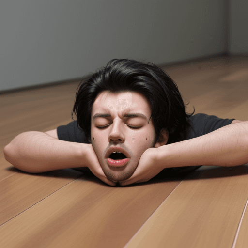 AI generated: Guy lies on the floor, passed out, foaming at the mouth.
