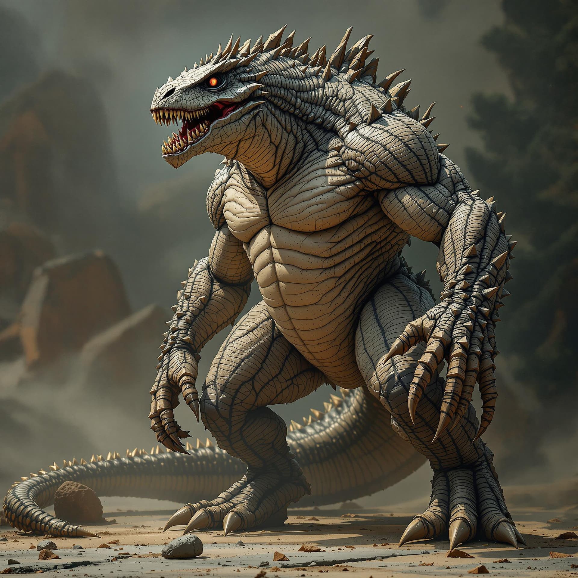AI generated: Full body of hybrid human  dinosaur. Big dick have. --ar 9:16 --style raw