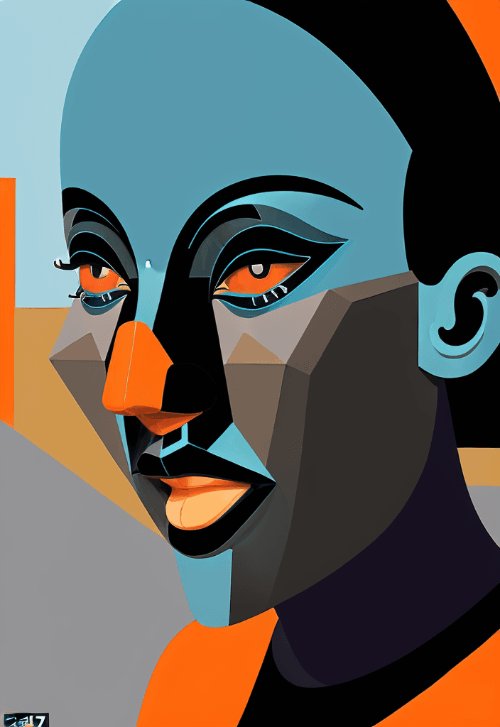 AI generated: female face, in the style of afrofuturism, george callaghan, engineering/construction and design, po...