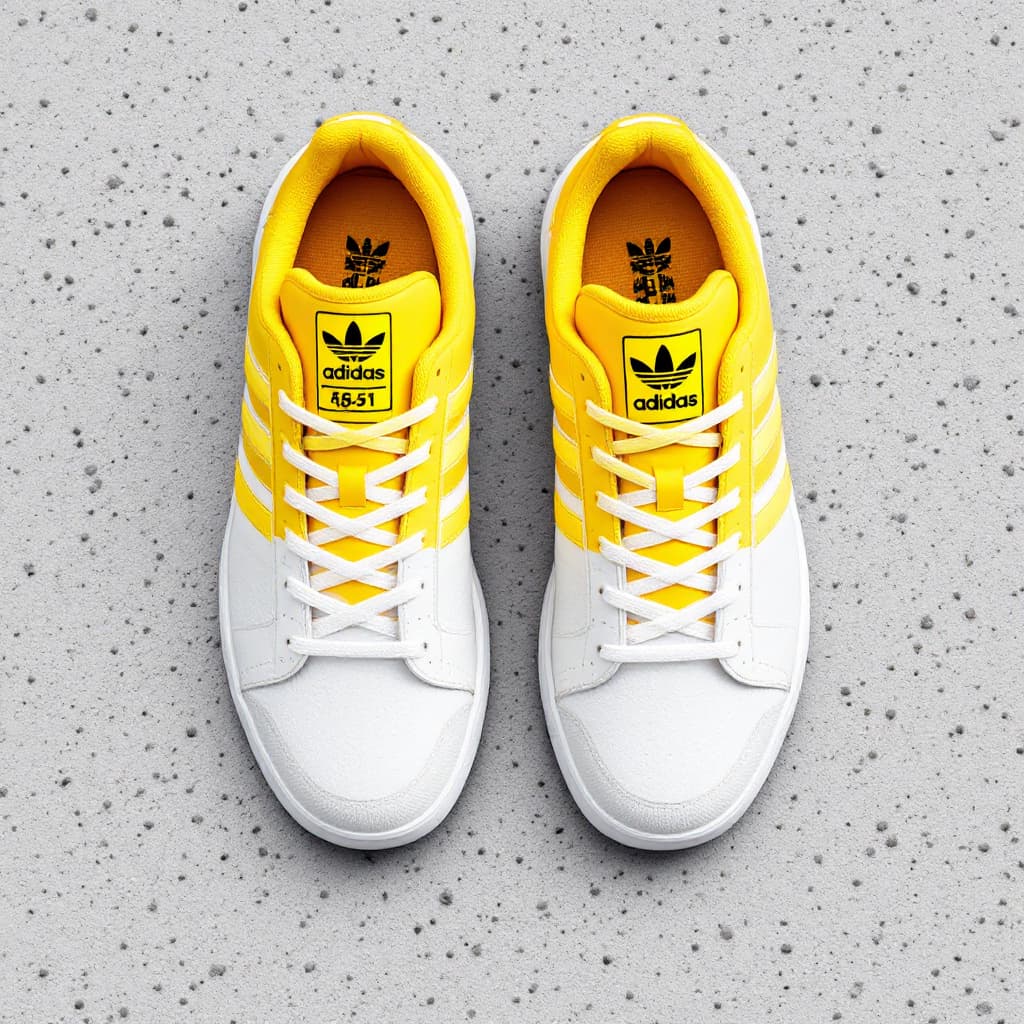 AI generated: a yellow and white addidas shoe