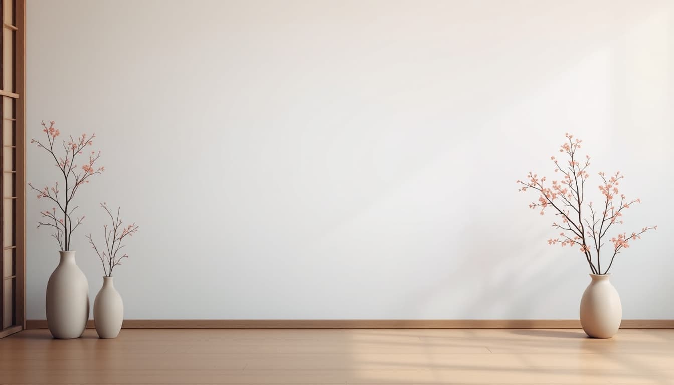 AI generated: Background for a presentation, subtle colors, Japanese atmosphere, pleasant to the eye, large blank ...