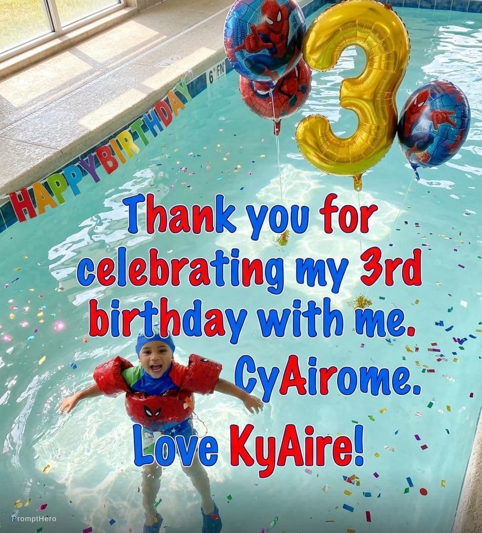 AI generated: Thank you for celebrating my 3rd birthday with me. Love KyAire! 