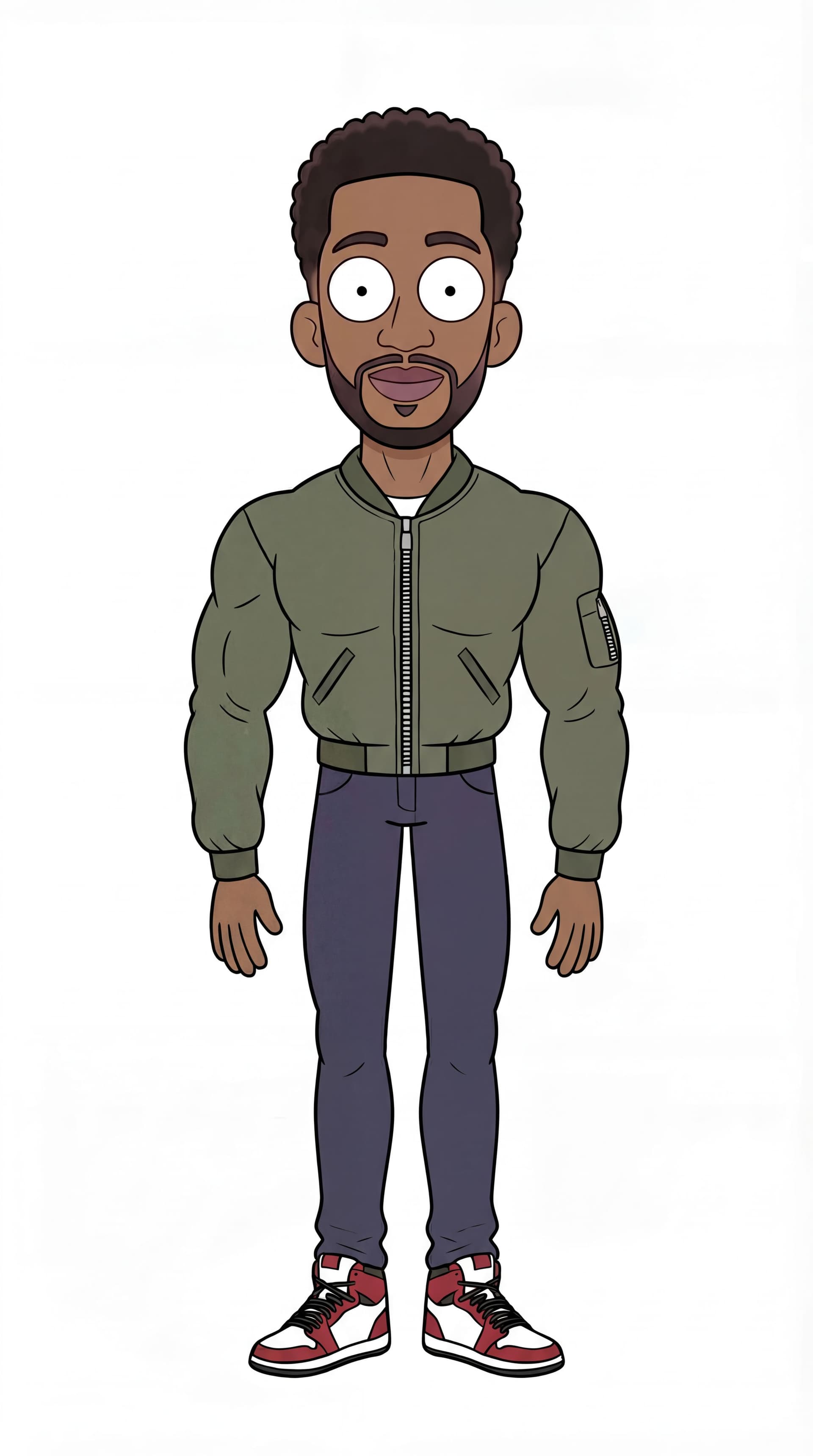 AI generated: make him look more masculine manly when it comes to body more athletic broader shoulders. taller leg...