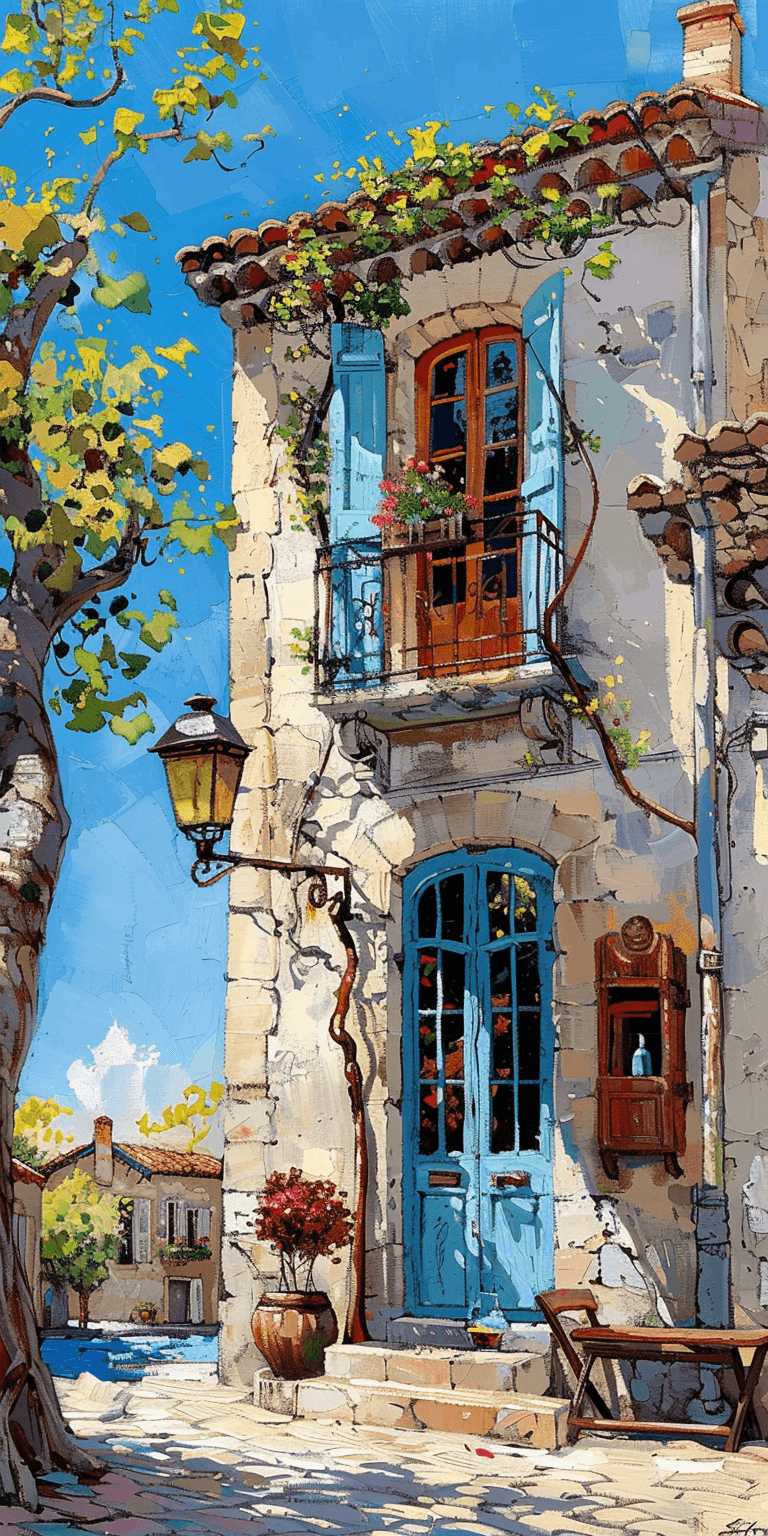 AI generated: Impressionist painting of a French Manor House in Provence, oil on canvas, in the style of Paul Ceza...