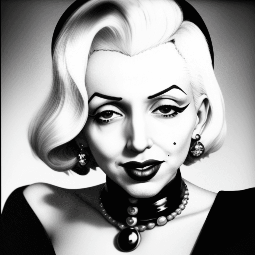 AI generated: Old black and white photography of (Marilyn Manson: Marilyn Monroe: 0.5), expensive jewelry, looking...