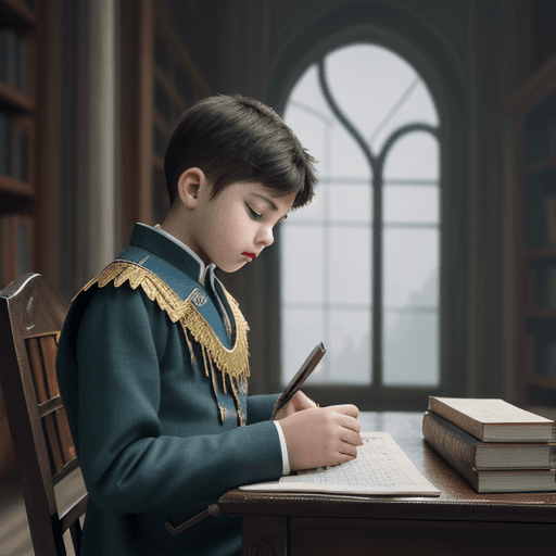 AI generated: A boy learning from books, alone, passionate, imagination, creative, concentration, Ambitious, Strat...