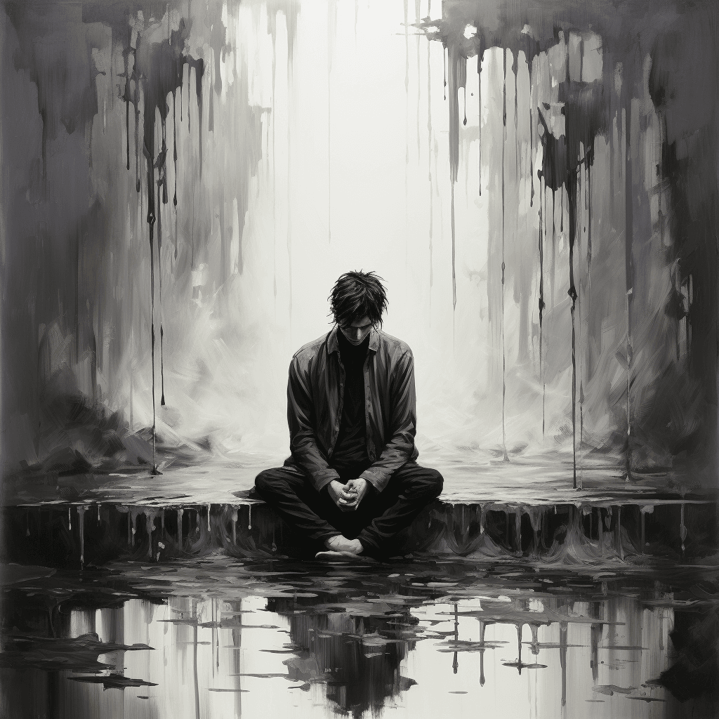 AI generated: Artistic representation of the emotion "despair" in a serene environment, capturing the essence and ...
