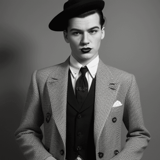 AI generated: madure man, vintage wear, 20´s gangster look, black&white