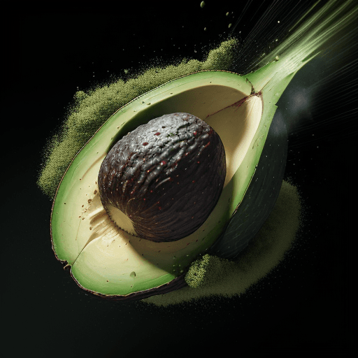 AI generated: Commercial photography, powerful explosion of green dust, avocado, white lighting, studio light, 8k ...