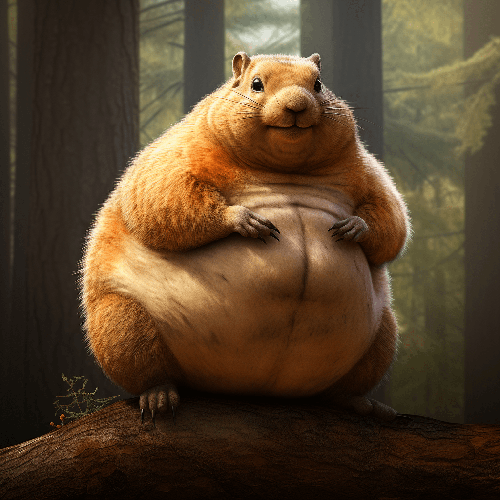 AI generated: Fat happy squirrel