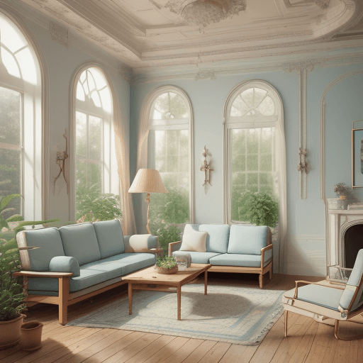 AI generated: High resolution photography interior design, dreamy sunken living room conversation pit, wooden floo...