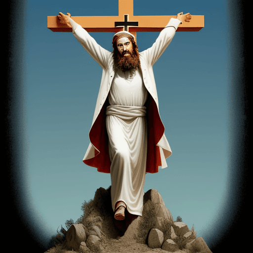 AI generated: JESUS CHRIST EN MODE ZZTOP ON THE CROSS
