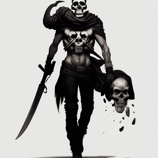 AI generated: skull carrying a weapon