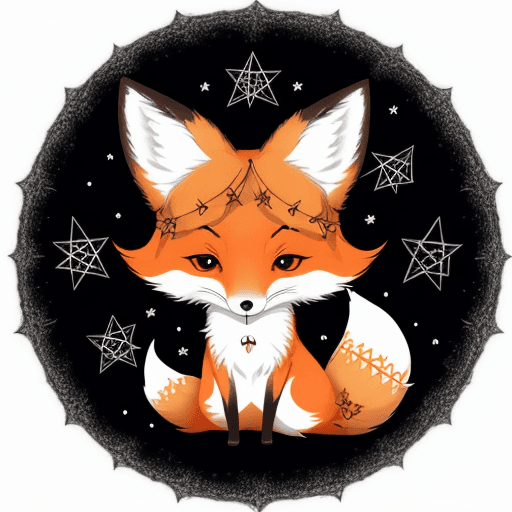 AI generated: little cute fox with pentagram --niji