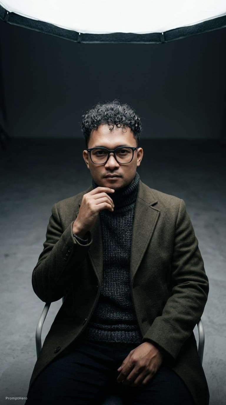 AI generated: high-end portrait photography, editorial studio photography, cinematic color grading, vertical compo...
