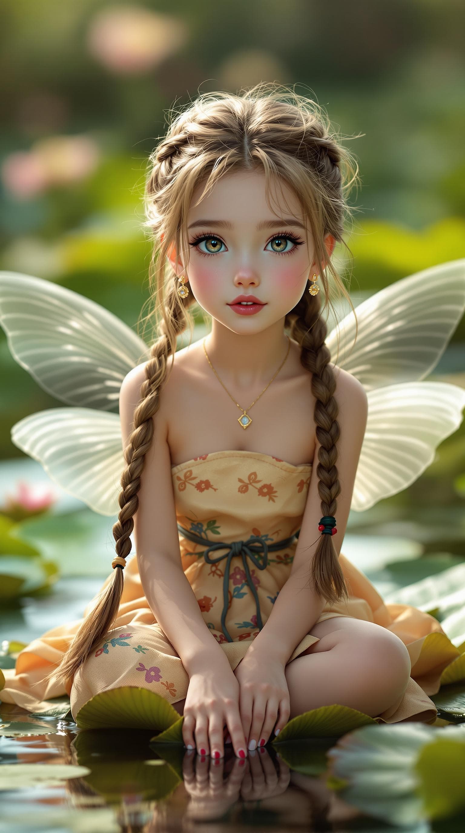 AI generated: a professional photo of a exceptionally beautiful girl in the world (age 9), (nine year old),  tiny ...
